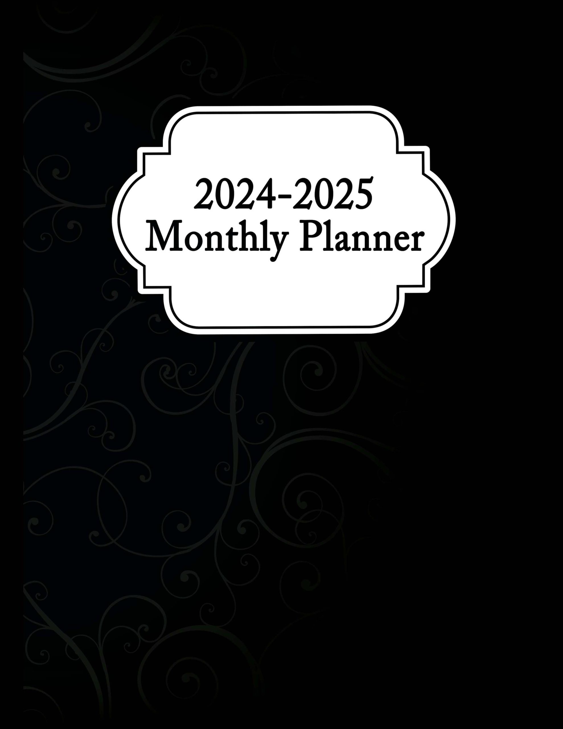 TwoYear Planner (January 2024 through December 2025) Black Swirl